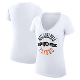 Philadelphia Flyers G-III 4Her by Carl Banks Women's Super-Slim Fit Lightweight City Graphic V-Neck T-Shirt - White T-shirts