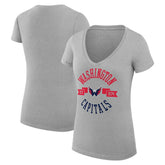 Washington Capitals G-III 4Her by Carl Banks Women's Super-Slim Fit Lightweight City Graphic V-Neck T-Shirt - Heather Gray T-shirts