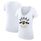 Vegas Golden Knights G-III 4Her by Carl Banks Women's Super-Slim Fit Lightweight City Graphic V-Neck T-Shirt - White T-shirts