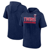 Minnesota Twins Push Short Sleeve Pullover Hoodie Heather Navy