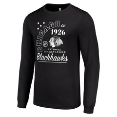 Chicago Blackhawks Starter Arch City Theme Graphic Long Sleeve T-Shirt - Black T-shirts