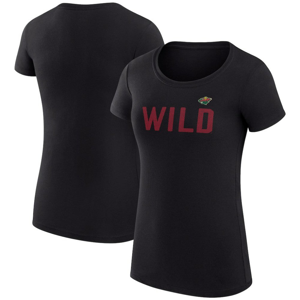 Minnesota Wild G-III 4Her by Carl Banks Women's Super-Slim Fit Lightweight Dot Print Team T-Shirt - Black T-shirts