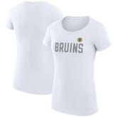 Boston Bruins G-III 4Her by Carl Banks Women's Super-Slim Fit Lightweight Dot Print Team T-Shirt - White T-shirts