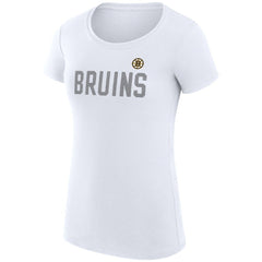 Boston Bruins G-III 4Her by Carl Banks Women's Super-Slim Fit Lightweight Dot Print Team T-Shirt - White T-shirts