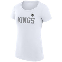 Los Angeles Kings G-III 4Her by Carl Banks Women's Super-Slim Fit Lightweight Dot Print Team T-Shirt - White T-shirts