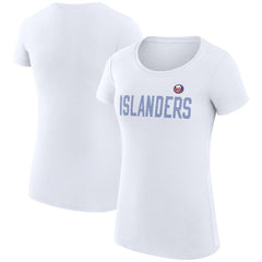 New York Islanders G-III 4Her by Carl Banks Women's Super-Slim Fit Lightweight Dot Print Team T-Shirt - White T-shirts