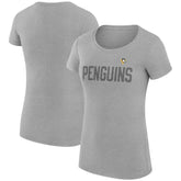 Pittsburgh Penguins G-III 4Her by Carl Banks Women's Super-Slim Fit Lightweight Dot Print Team T-Shirt - Heather Gray T-shirts