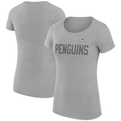 Pittsburgh Penguins G-III 4Her by Carl Banks Women's Super-Slim Fit Lightweight Dot Print Team T-Shirt - Heather Gray T-shirts