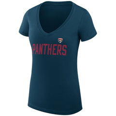 Florida Panthers G-III 4Her by Carl Banks Women's Super-Slim Fit Lightweight Dot Print Team V-Neck T-Shirt - Navy T-shirts