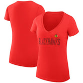 Chicago Blackhawks G-III 4Her by Carl Banks Women's Super-Slim Fit Lightweight Dot Print Team V-Neck T-Shirt - Red T-shirts