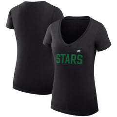 Dallas Stars G-III 4Her by Carl Banks Women's Super-Slim Fit Lightweight Dot Print Team V-Neck T-Shirt - Black T-shirts