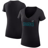 San Jose Sharks G-III 4Her by Carl Banks Women's Super-Slim Fit Lightweight Dot Print Team V-Neck T-Shirt - Black T-shirts
