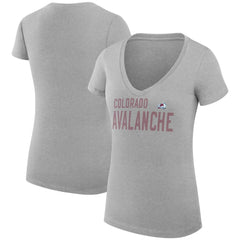 Colorado Avalanche G-III 4Her by Carl Banks Women's Super-Slim Fit Lightweight Dot Print Team V-Neck T-Shirt - Heather Gray T-shirts