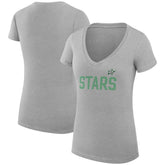 Dallas Stars G-III 4Her by Carl Banks Women's Super-Slim Fit Lightweight Dot Print Team V-Neck T-Shirt - Heather Gray T-shirts