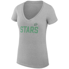 Dallas Stars G-III 4Her by Carl Banks Women's Super-Slim Fit Lightweight Dot Print Team V-Neck T-Shirt - Heather Gray T-shirts