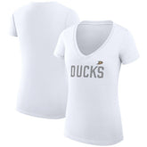 Anaheim Ducks G-III 4Her by Carl Banks Women's Super-Slim Fit Lightweight Dot Print Team V-Neck T-Shirt - White T-shirts