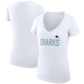 San Jose Sharks G-III 4Her by Carl Banks Women's Super-Slim Fit Lightweight Dot Print Team V-Neck T-Shirt - White T-shirts