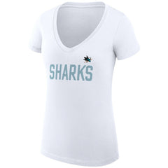 San Jose Sharks G-III 4Her by Carl Banks Women's Super-Slim Fit Lightweight Dot Print Team V-Neck T-Shirt - White T-shirts