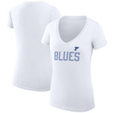 St. Louis Blues G-III 4Her by Carl Banks Women's Super-Slim Fit Lightweight Dot Print Team V-Neck T-Shirt - White T-shirts