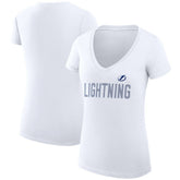 Tampa Bay Lightning G-III 4Her by Carl Banks Women's Super-Slim Fit Lightweight Dot Print Team V-Neck T-Shirt - White T-shirts
