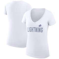 Tampa Bay Lightning G-III 4Her by Carl Banks Women's Super-Slim Fit Lightweight Dot Print Team V-Neck T-Shirt - White T-shirts