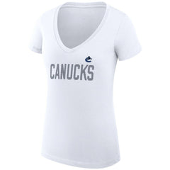 Vancouver Canucks G-III 4Her by Carl Banks Women's Super-Slim Fit Lightweight Dot Print Team V-Neck T-Shirt - White T-shirts