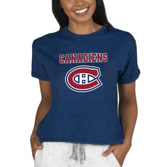 Montreal Canadiens Concepts Sport Women's Tri-Blend Mainstream Terry Short Sleeve Sweatshirt Top - Navy Sweatshirts