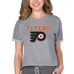 Philadelphia Flyers Concepts Sport Women's Tri-Blend Mainstream Terry Short Sleeve Sweatshirt Top - Heather Gray Sweatshirts