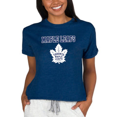 Toronto Maple Leafs Concepts Sport Women's Tri-Blend Mainstream Terry Short Sleeve Sweatshirt Top - Navy Sweatshirts