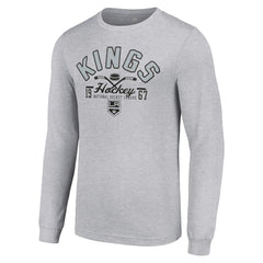 Los Angeles Kings Starter Puck Long Sleeve T-Shirt - Heather Gray T-shirts