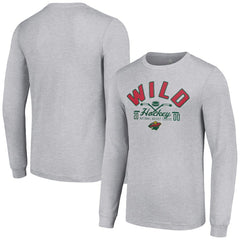 Minnesota Wild Starter Puck Long Sleeve T-Shirt - Heather Gray T-shirts