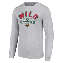 Minnesota Wild Starter Puck Long Sleeve T-Shirt - Heather Gray T-shirts