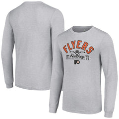 Philadelphia Flyers Starter Puck Long Sleeve T-Shirt - Heather Gray T-shirts