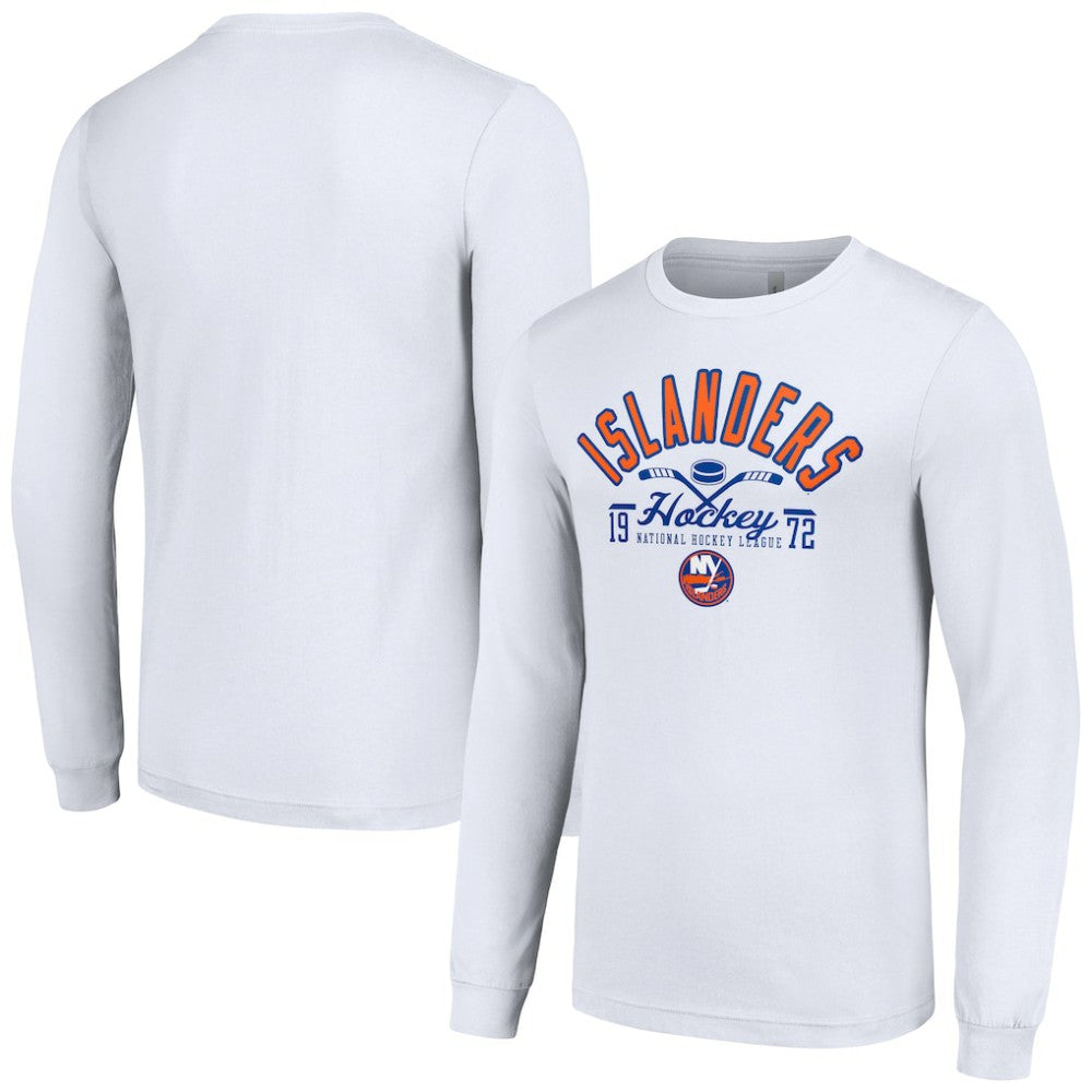 New York Islanders Starter Puck Long Sleeve T-Shirt - White T-shirts