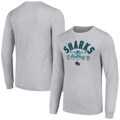 San Jose Sharks Starter Puck Long Sleeve T-Shirt - Heather Gray T-shirts