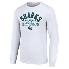 San Jose Sharks Starter Puck Long Sleeve T-Shirt - White T-shirts