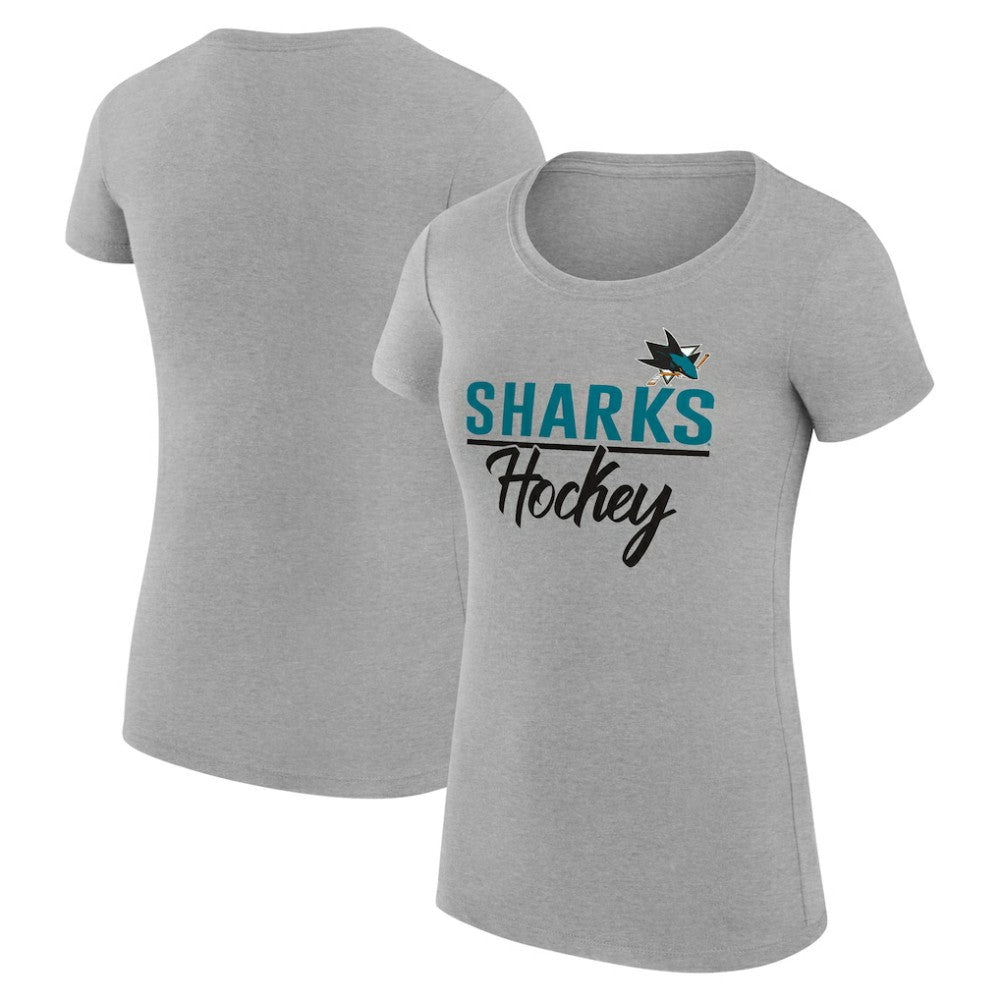 San Jose Sharks G-III 4Her by Carl Banks Women's Super-Slim Fit Lightweight Team Sport T-Shirt - Gray T-shirts