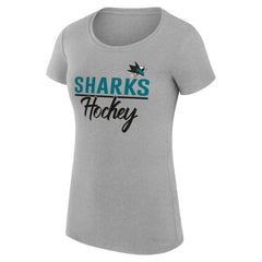 San Jose Sharks G-III 4Her by Carl Banks Women's Super-Slim Fit Lightweight Team Sport T-Shirt - Gray T-shirts