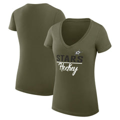 Dallas Stars G-III 4Her by Carl Banks Women's Super-Slim Fit Lightweight Team Sport V-Neck T-Shirt - Olive T-shirts