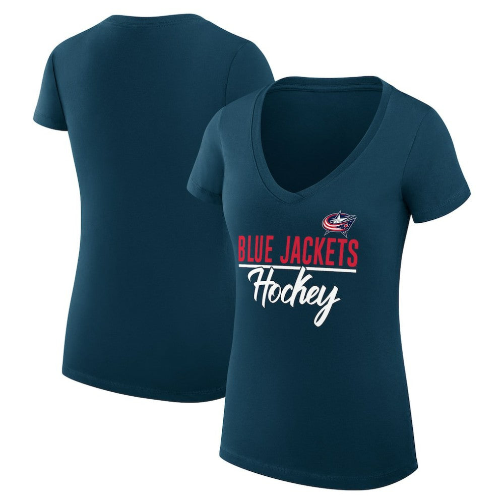 Columbus Blue Jackets G-III 4Her by Carl Banks Women's Super-Slim Fit Lightweight Graphic T-Shirt - Navy T-shirts