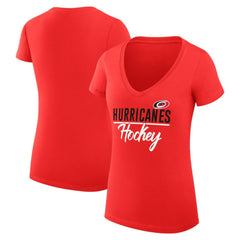 Carolina Hurricanes G-III 4Her by Carl Banks Women's Super-Slim Fit Lightweight Graphic V-Neck T-Shirt - Red T-shirts