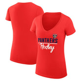 Florida Panthers G-III 4Her by Carl Banks Women's Super-Slim Fit Lightweight Graphic V-Neck T-Shirt - Red T-shirts