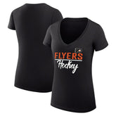 Philadelphia Flyers G-III 4Her by Carl Banks Women's Super-Slim Fit Lightweight Graphic V-Neck T-Shirt - Black T-shirts
