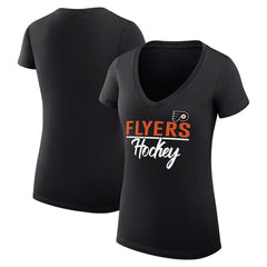 Philadelphia Flyers G-III 4Her by Carl Banks Women's Super-Slim Fit Lightweight Graphic V-Neck T-Shirt - Black T-shirts