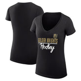 Vegas Golden Knights G-III 4Her by Carl Banks Women's Super-Slim Fit Lightweight Graphic V-Neck T-Shirt - Black T-shirts