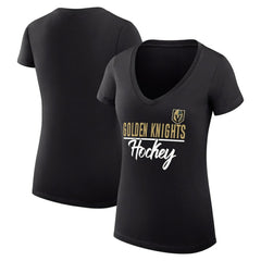 Vegas Golden Knights G-III 4Her by Carl Banks Women's Super-Slim Fit Lightweight Graphic V-Neck T-Shirt - Black T-shirts