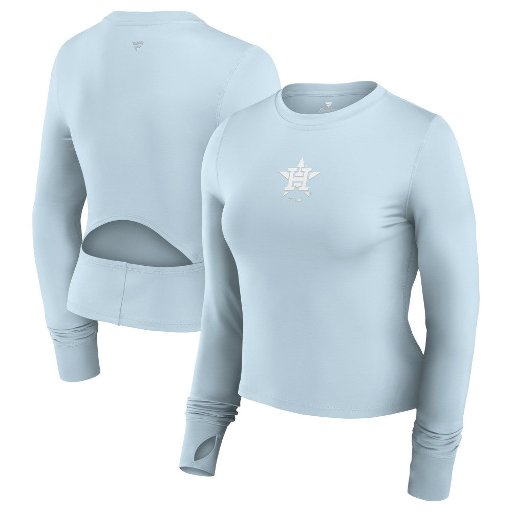 Houston Astros Women's Studio Fitted Long Sleeve Gym Top Light Blue