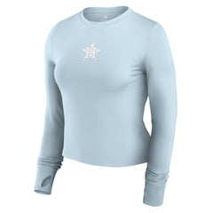 Houston Astros Women's Studio Fitted Long Sleeve Gym Top Light Blue