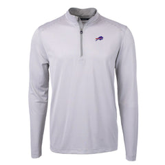 Buffalo Bills Cutter & Buck Virtue Eco Pique Micro Stripe Recycled Quarter-Zip Pullover Top - Gray/White on sale