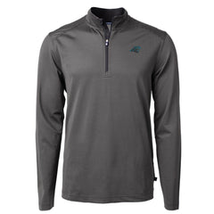 Carolina Panthers Cutter & Buck Virtue Eco Pique Micro Stripe Recycled Quarter-Zip Pullover Top - Black/Gray cheap